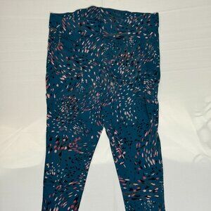 Torrid Full-Length Pocket Ponte Legging (Teal/Pink Splashes)